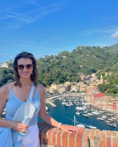 Woman overlooking Portofino, Italy