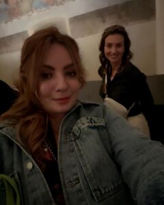 Two women at The Last Supper in Milan, Italy