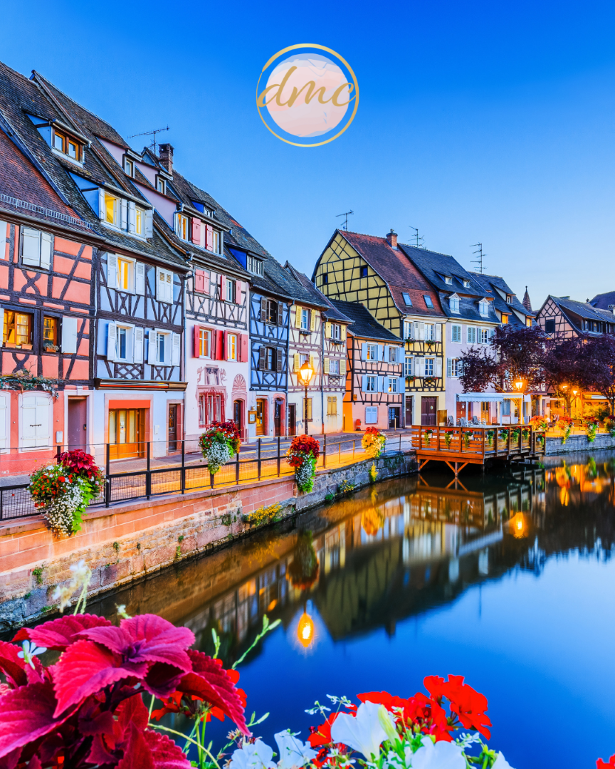 Water canal and traditional half timbered houses in