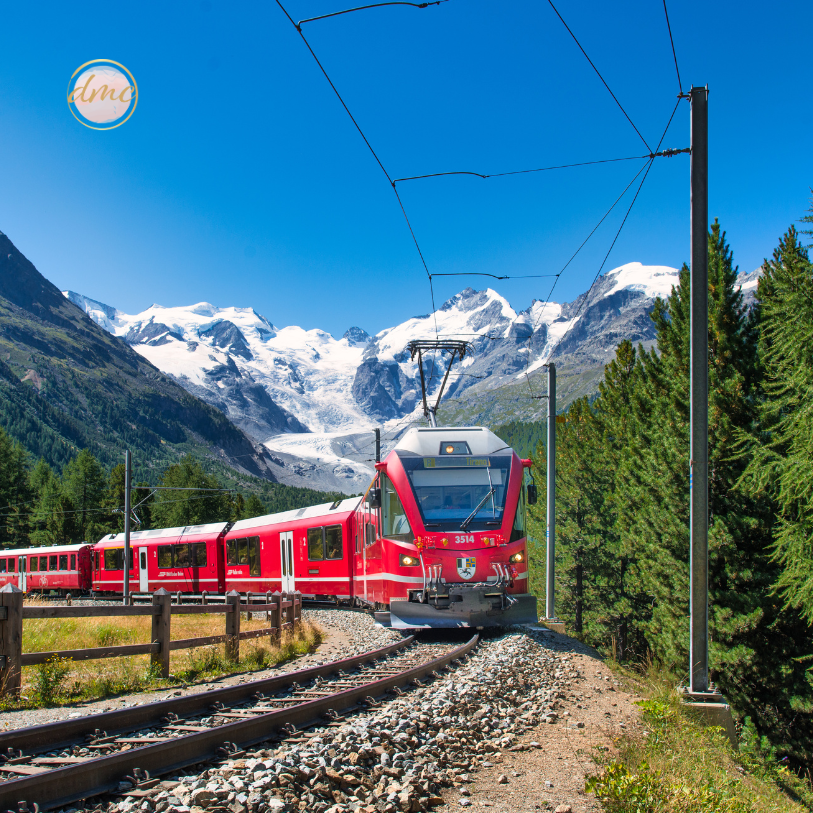 Bernina tourist train in Switzerland