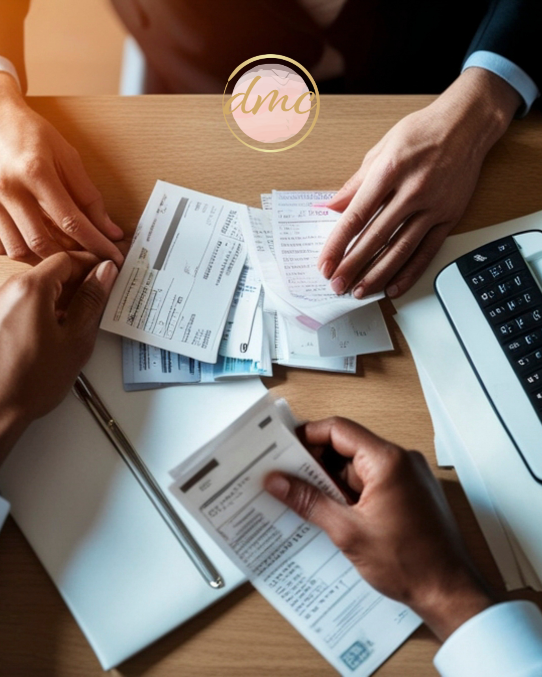 Reviewing paperwork for travel insurance