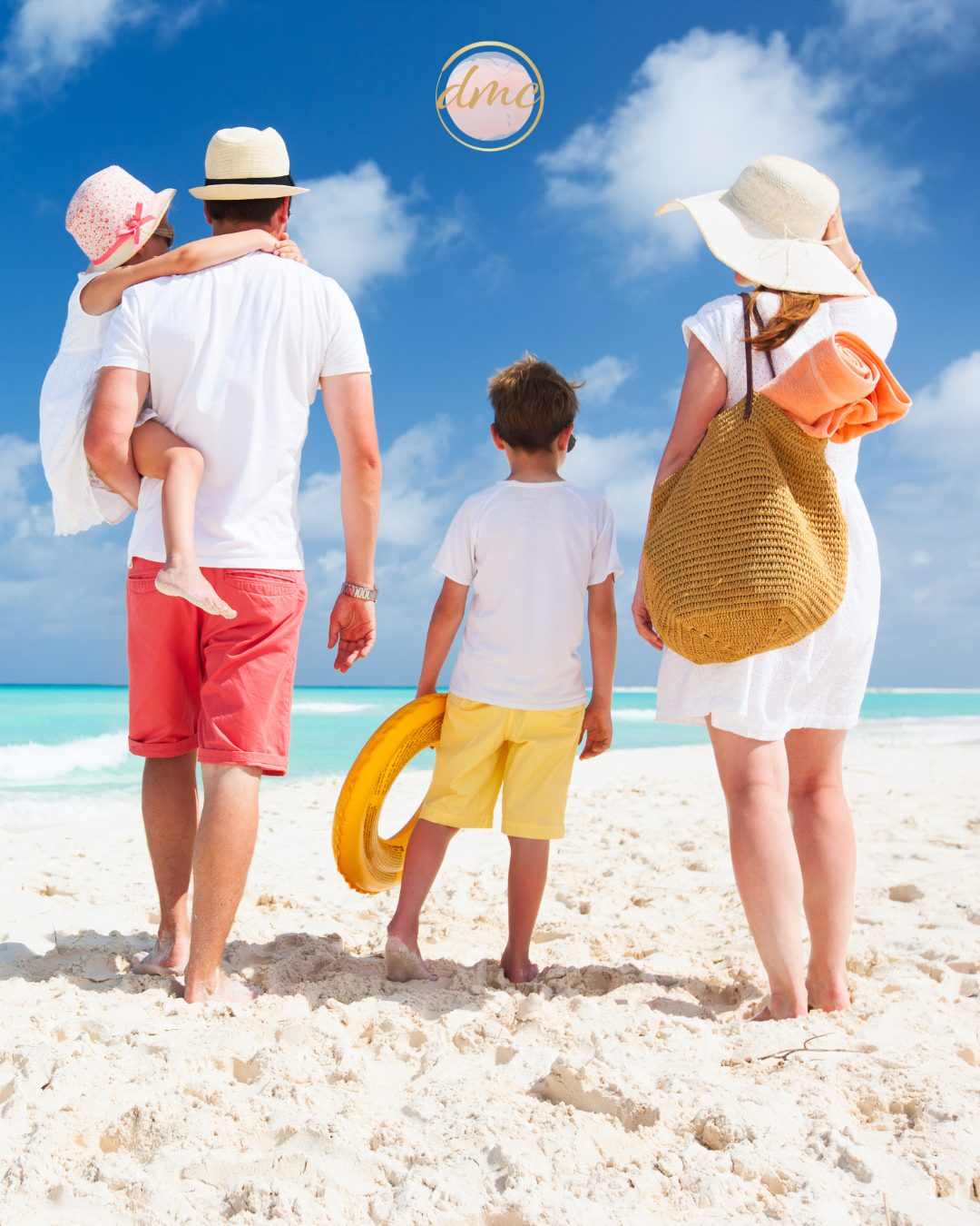 Family walking on the beach